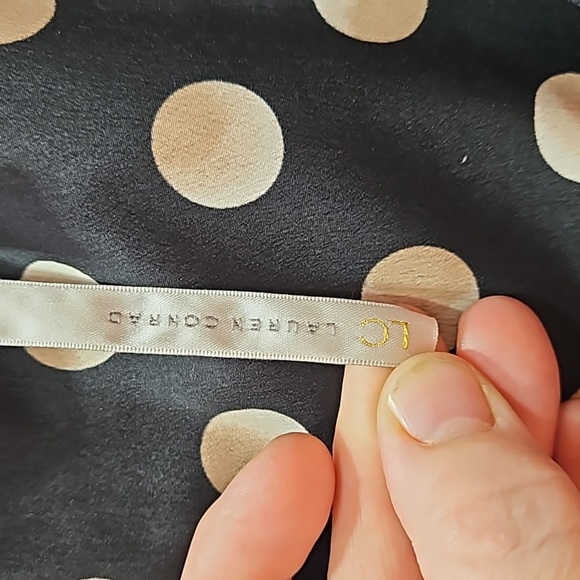 Lauren Conrad, Polka dot mini dress, Ruffles, Black and Peach, Sz 12 - Picture 6 of 10